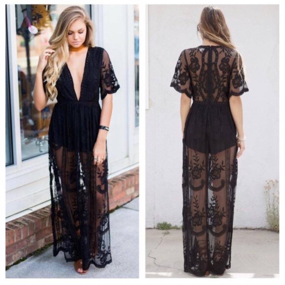 Honey punch lace maxi dress